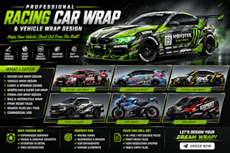 design racing car wrap, car wrap design, vehicle wrap, racing car design
