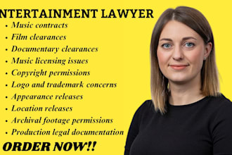 be entertainment lawyer and proofread contarcts, film clearance in USA, uae, UK