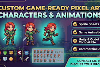 create professional pixel art character and sprite sheet for your game