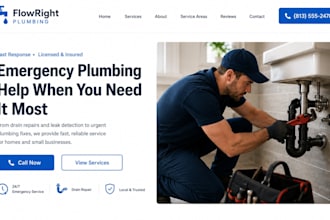 design wix plumbing website emergency plumber drain repair website hvac website