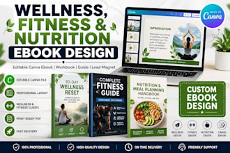 design wellness ebook, fitness, nutrition ebook, freebies and canva worksheet