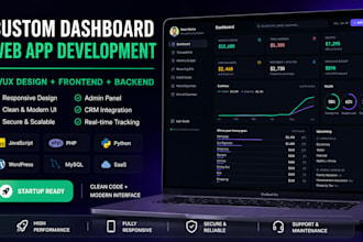 design and develop custom dashboard web app or admin panel