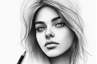 sketch handmade charcoal pencil drawing
