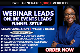 1000 webinar leads online event leads business leads facebook ads google ads
