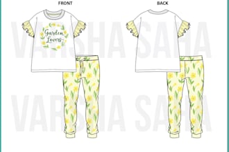 design commercial sleepwear and loungewear collections for toddlers and teens