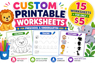 design professionnal kids activity worksheets