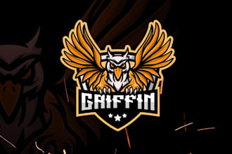 make wonderful griffin king mascot logo design with 1 day delivery