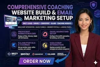 build brizy cloud simvoly convertkit kajabi coaching website with mailchimp