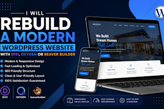 rebuild a modern wordpress website with divi, oxygen or beaver builder