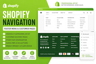 create shopify footer menu navigation and customer account pages