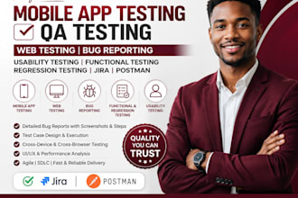 mobile app testing  QA web bug reporting  usability testing  regress jira postma