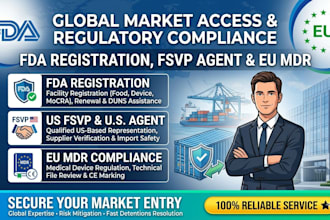 do fda registration, act as your US fsvp agent and handle eu mdr compliance