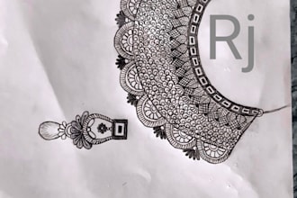 draw custom hand drawn jewelry sketch for necklace