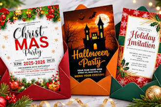 design christmas invitation halloween invitation holiday party invitation card