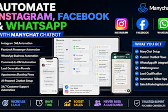 automate instagram, facebook, and whatsapp with manychat chatbot