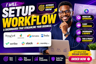 setup honeybook dubsado airtable trello wrike slack workflow monday dashboard