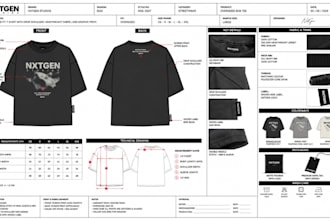 create professional production ready tech packs for streetwear and activewear