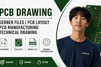pcb drawing, gerber files, pcb layout, pcb manufacturing technical drawing