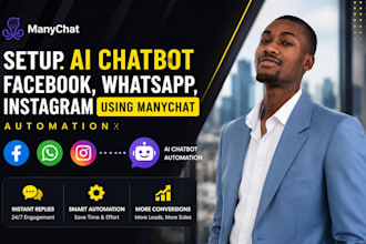 setup ai chatbot facebook, whatsapp, instagram using manychat automation