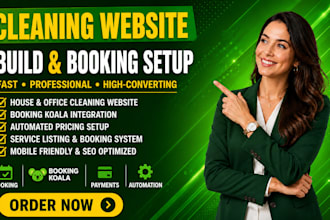 build house and office cleaning service website with booking koala pricing