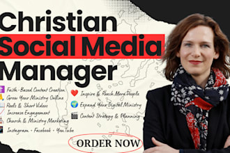 be christian social media manager, faith based content creator