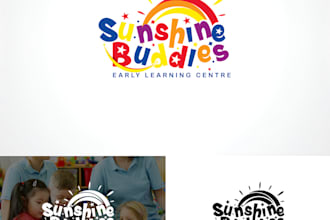 make colorful childcare, daycare, preschool and kids logo design