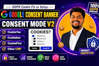 fix or setup ccpa, gdpr cookie consent banner and google consent mode v2 via GTM
