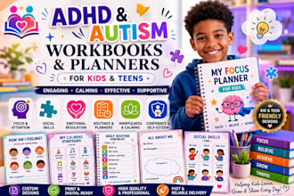 create adhd planners and autism worksheet for kids and teens