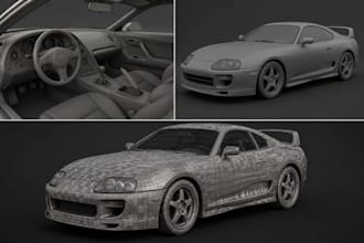 do 3d car modeling, 3d vehicle design, rc car model, fivem car, car rendering