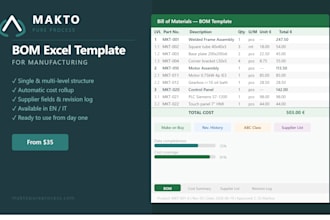 create a bom excel template for manufacturing