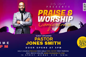 create church flyer, conference banner, sermon bumper and intro video