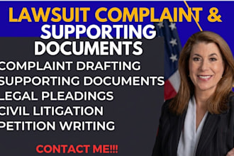 prepare your lawsuit complaint and supporting legal documents