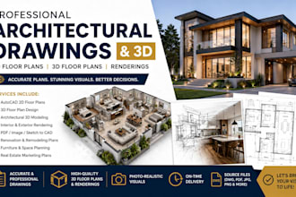do autocad 2d floor plan, 3d floor plan design and architectural 3d rendering