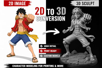 create realistic printable 3d model from your 2d image sketch stl for 3d print