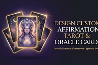 design custom affirmation tarot oracle cards deck with beautiful illustrations