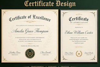 design professional diploma certificate, award or custom certificate