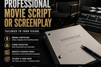 write a professional movie script or screenplay tailored