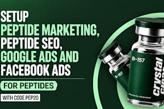 setup peptide marketing, peptide SEO, google ads and facebook ads for peptides