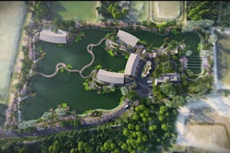 create 3d master plan for resorts, parks, estates and hospitality projects