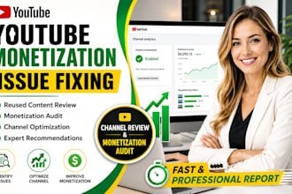 analyze and help fix youtube monetization issues and reused content concerns