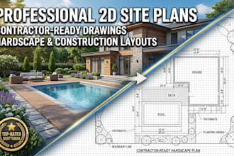 draft professional 2d site plans and hardscape layouts for contractors