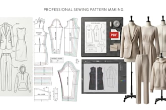 be your sewing pattern maker for custom clothing patterns and grading with PDF