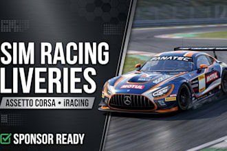 create custom sim racing liveries for assetto corsa, iracing and gt3 team