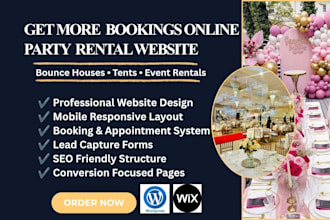 design a party rental website for event and bounce house businesses