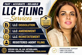 do llc dissolution, llc amendment, llc reinstatement and registered agent filing