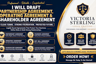draft partnership agreement, operating agreement and shareholder agreement