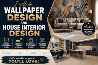make wall paper design for newly built house and interior