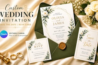 design wedding invitation save the date rsvp card printable wedding invitation