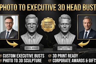 sculpt realistic 2d image to 3d bust likeness model head 3mf obj stl 3d printing