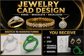 create manufacturing ready 3d jewelry cad design for rings and engagement rings